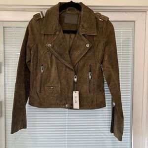 Blank NYC SL8 Olive Suede Biker Jacket